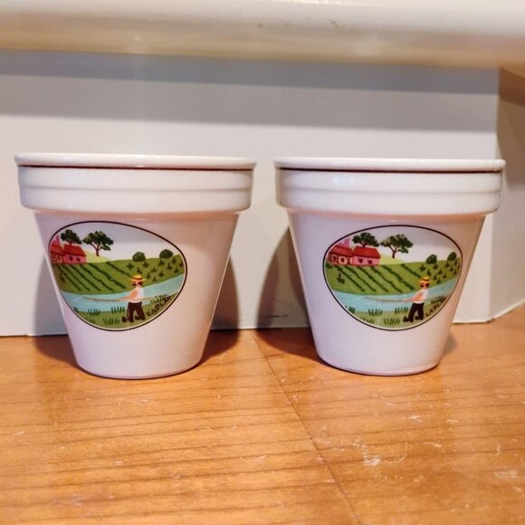 Set of 2 Villeroy & Boch Naif Fisherman Small Flower Pots NO Saucers - Picture 2 of 6